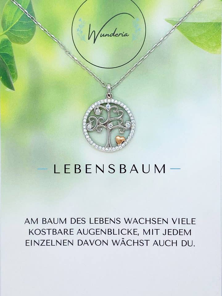 Collier Arbre de Vie en argent sterling 925 avec message positif pour la vente par Wunderia