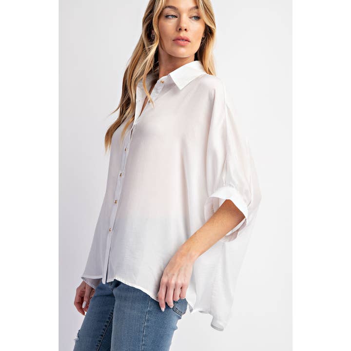 Sweet Generis - Wholesale Button Down Shirt - Women's - LIGHT SATIN SOLID BUTTON DOWN SHIRT6