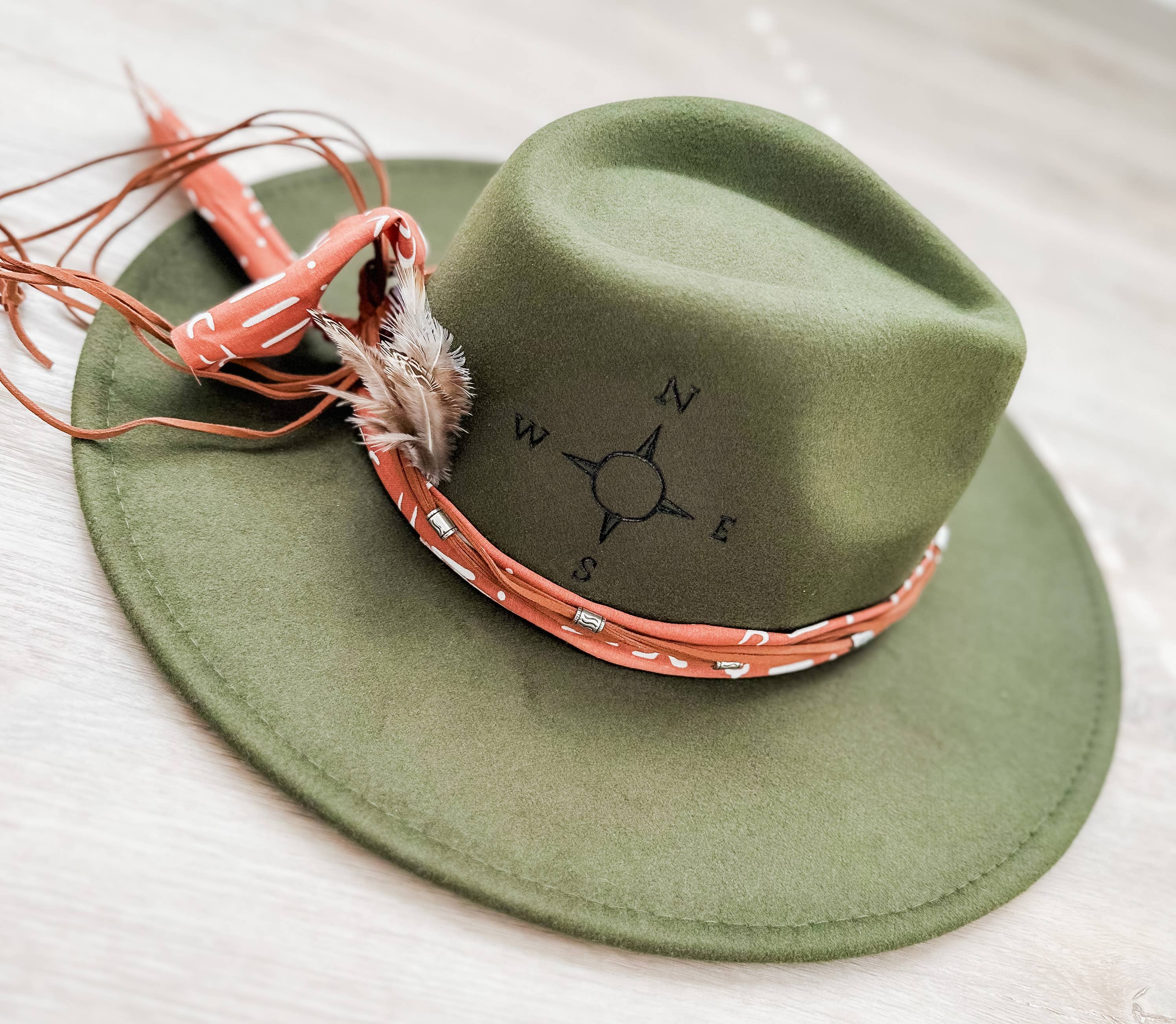 Wild Indigo - Wholesale Fedora - Women's - Western Burnt Hat Rancher Compass Not All Who Wander2