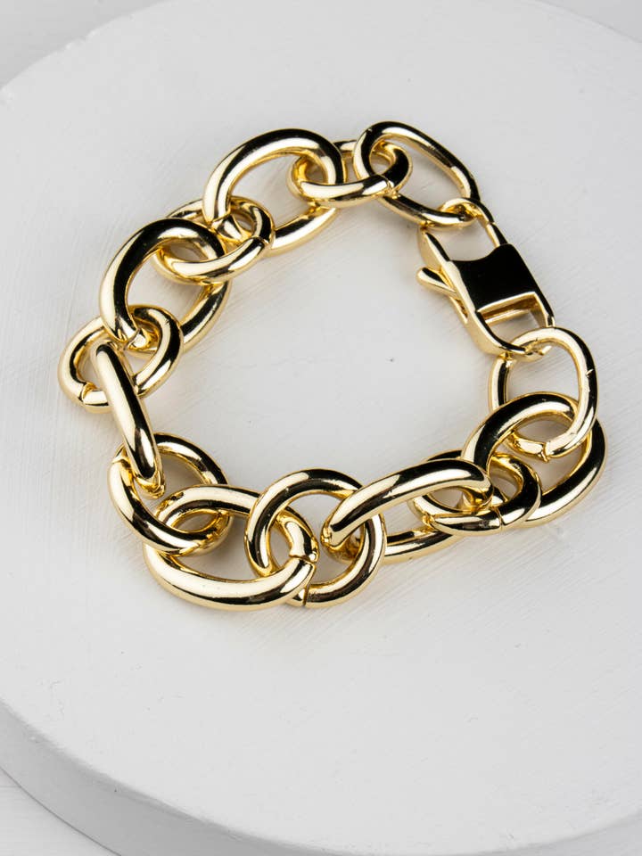 Portia Chunky Link Bracelet - Gold Plated for wholesale by Olia Jewellery