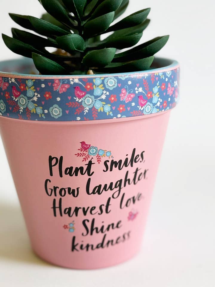 Pot018 | Plant Smiles, Grow Laughter, Ha | £3.32 Each for wholesale by WPL Gifts