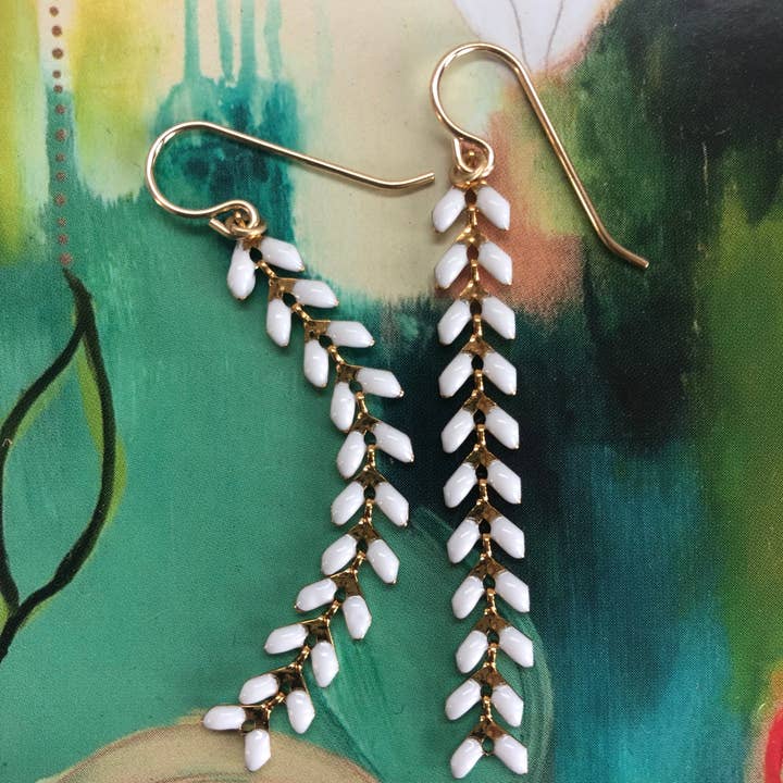 White Trellis Earrings for wholesale by LilyGirl Jewelry