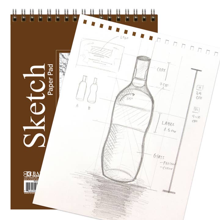 BAZIC Products - Wholesale Sketchbook/Sketchpad - Sketch Pad Top Bound Spiral 6"X 8"(50 Ct.)