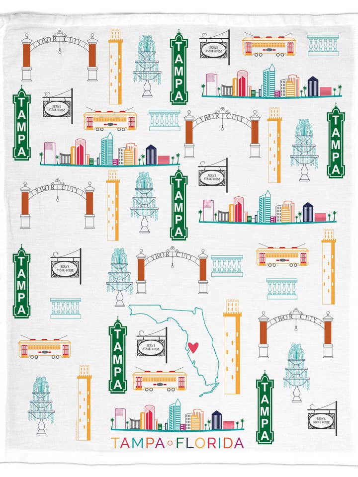Love My City: Tampa, FL, Organic Cotton Tea Towel for wholesale by Coast & Cotton