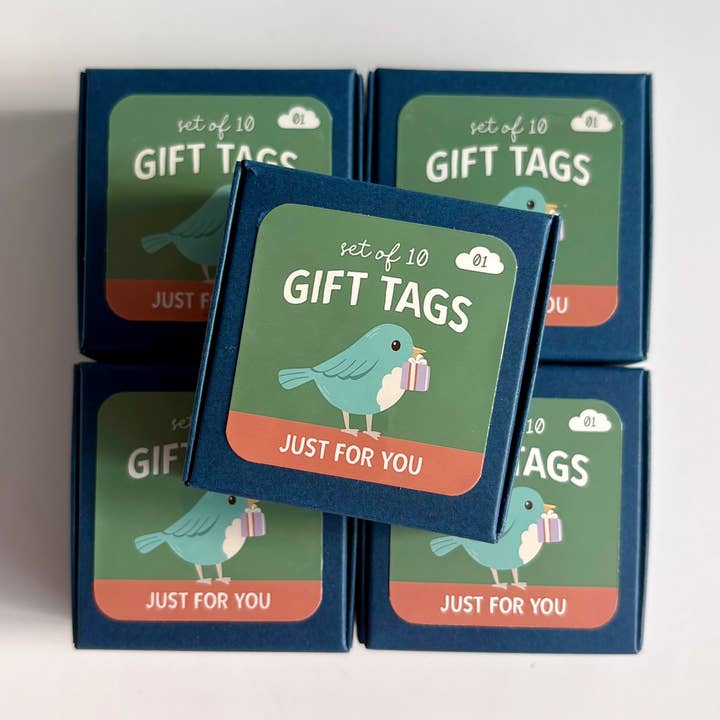 Farverige fugle mini-gavemærker - Mini foldede kort - Søde mærker for engroshandel hos Katiebird Prints