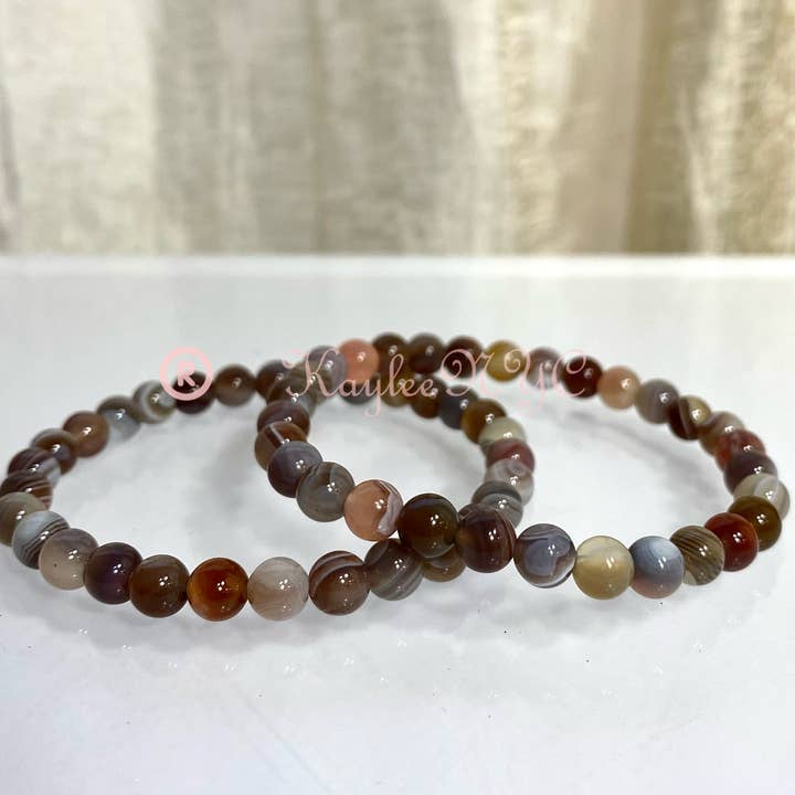KayleeNYC - Wholesale Beaded Bracelet - Natural Botswana Agate 6mm 7.5” Stretch Bracelets1