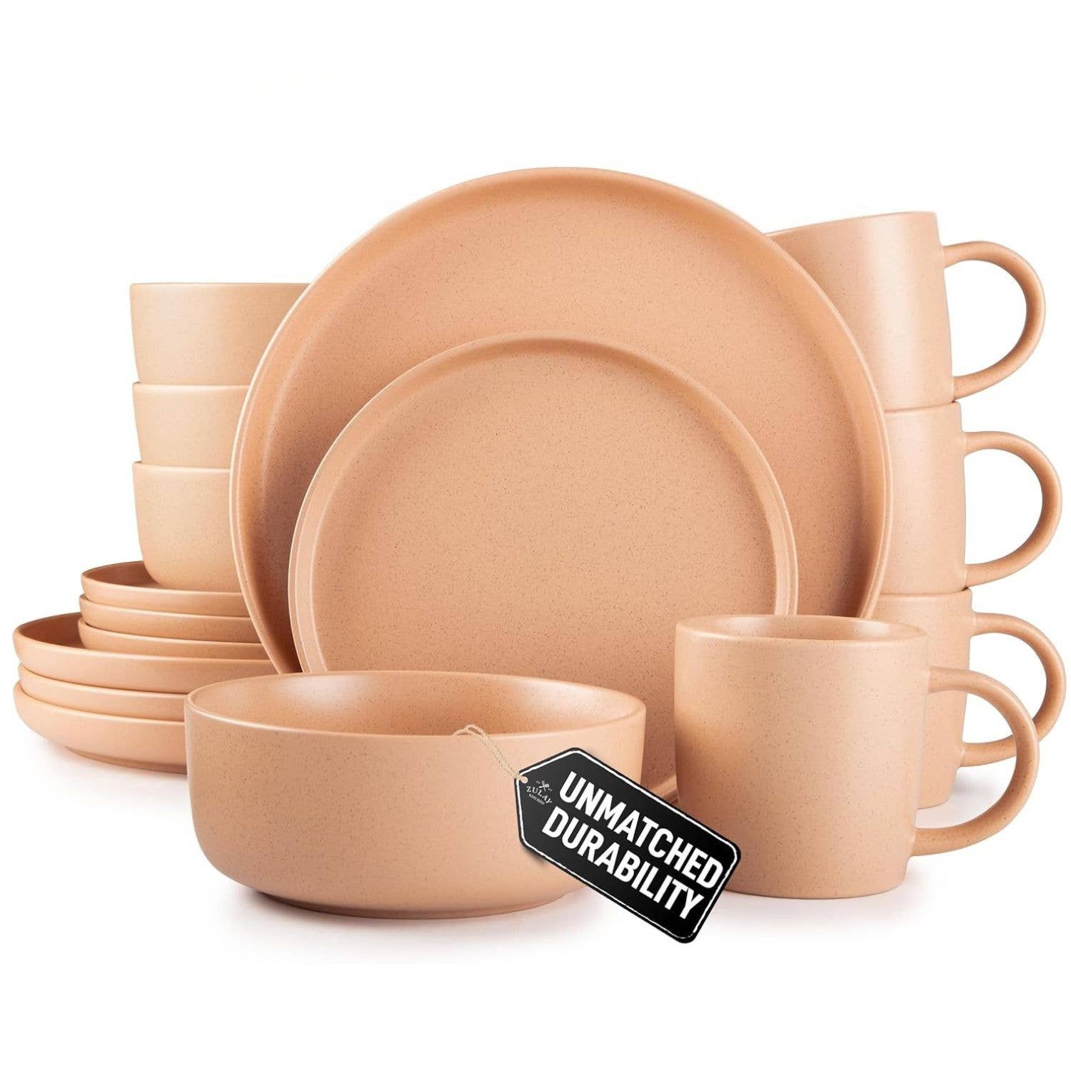 Zulay Kitchen - Wholesale Dinnerware Set - Stoneware Dinnerware Set – 16-Piece Plates & Bowls8
