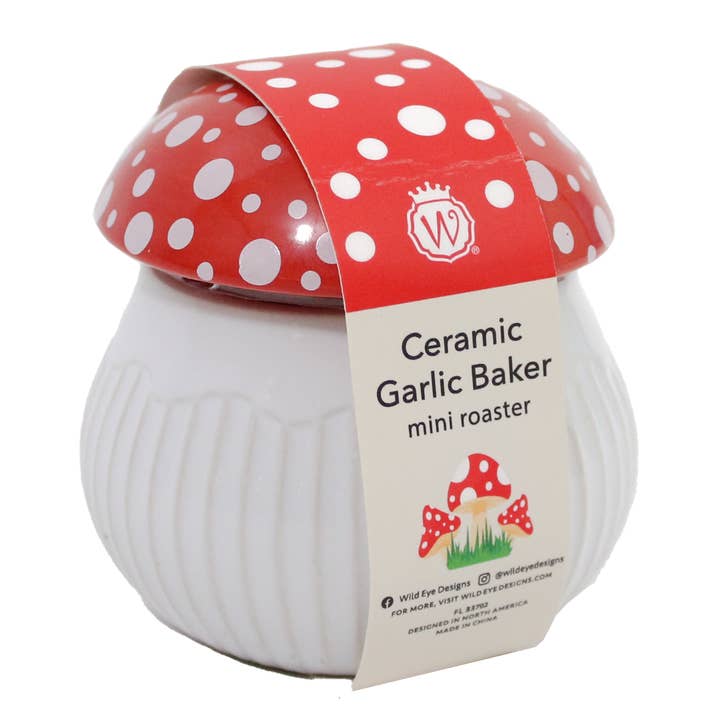 Figural Mushroom Ceramic Garlic Baker for wholesale by Wild Eye Designs