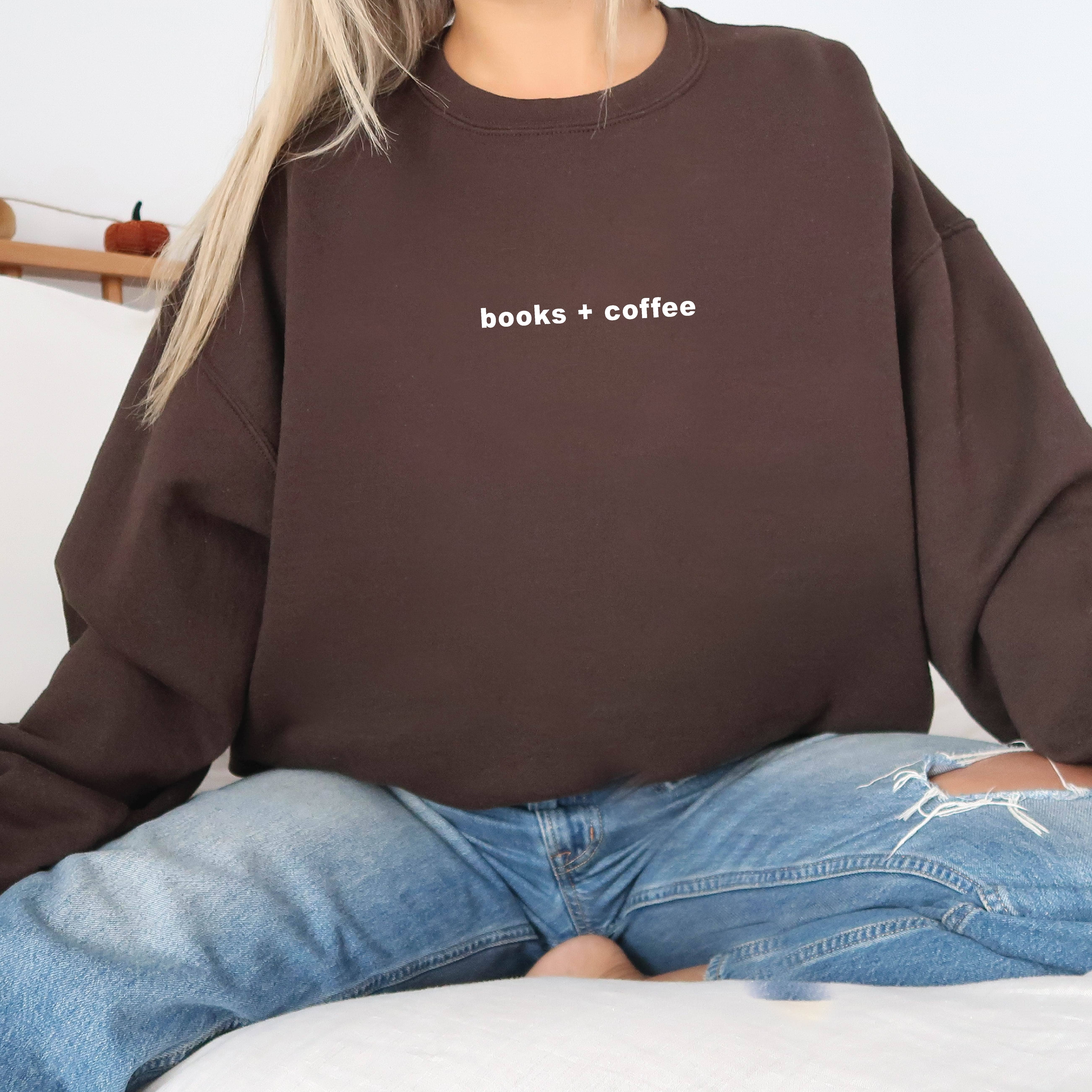P E T I T R U E - Wholesale Sweatshirt - Women's - EMBROIDERED Books Crewneck Sweatshirt Coffee Book Lover Gift7
