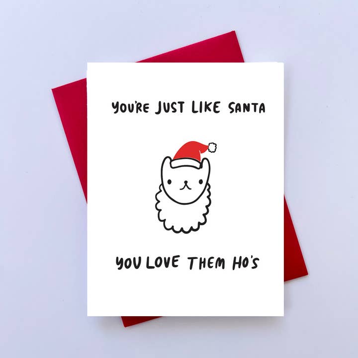 Santa's Hos - letterpress Christmas card for wholesale by Ghost Academy