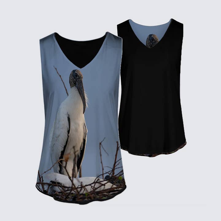 Wood Stork Reversible Tank Top for wholesale by Mac & Bean Designs
