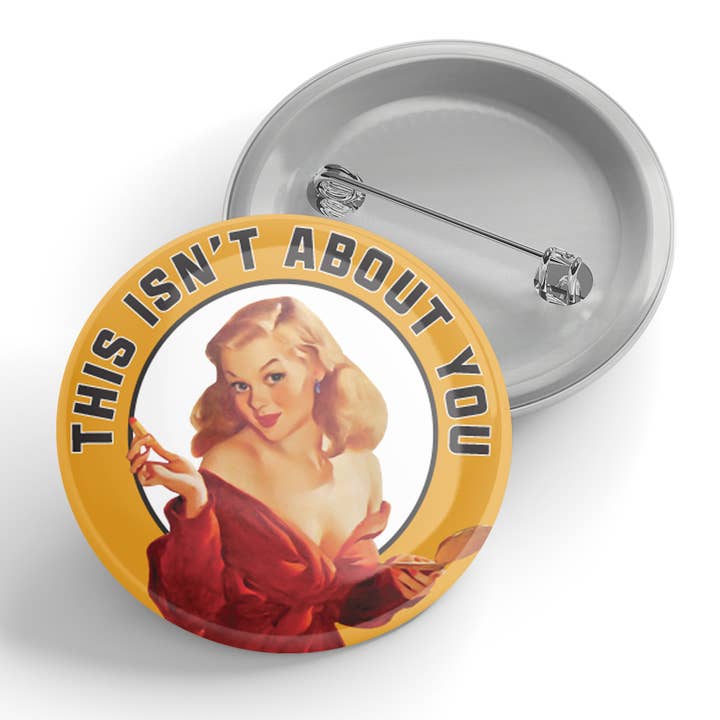 Das geht dich nichts an Button für den Großhandel von Black River Letterpress & Paper Co.