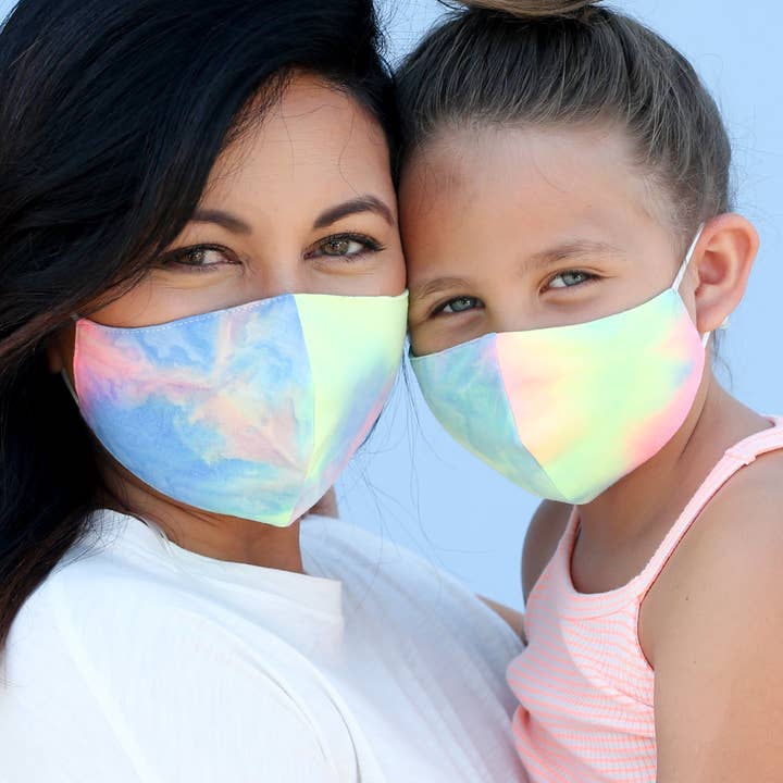 Neon Tie Dye Mask - Kids Mask och Vuxen Mask - Mamma och mig för wholesale av to: little arrows