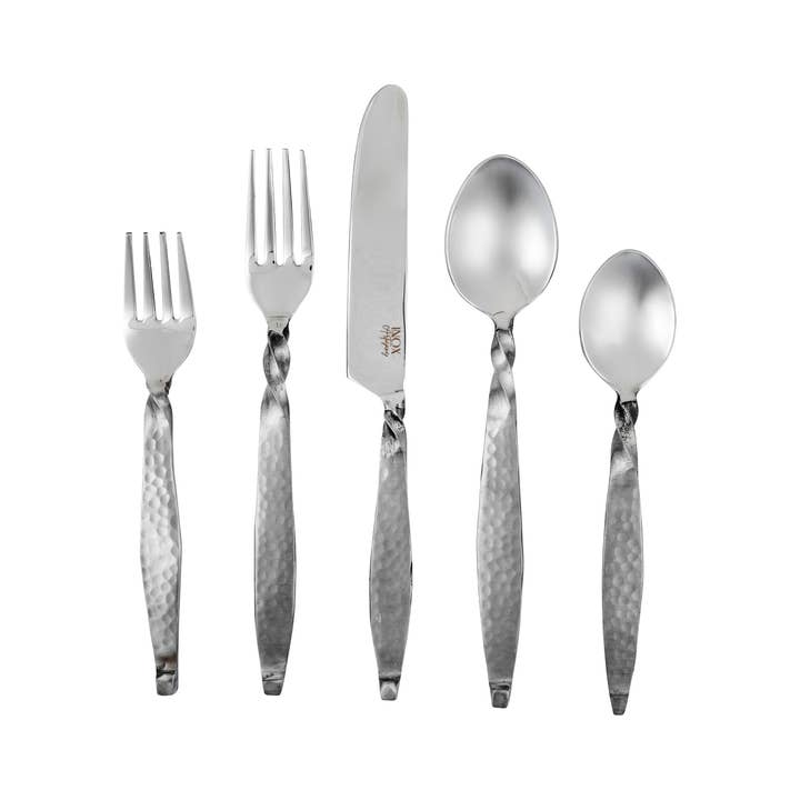 Hammered Urban Nascent Steel 20 Pcs. Flatware Set for wholesale by INOX artisans