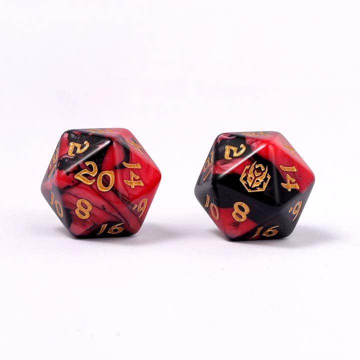Hymgho Premium Dice - Wholesale Dice - Wyrmforged Rollers - Rounded Edge 8 Piece Polyhedral Dice set - Blood Pact
