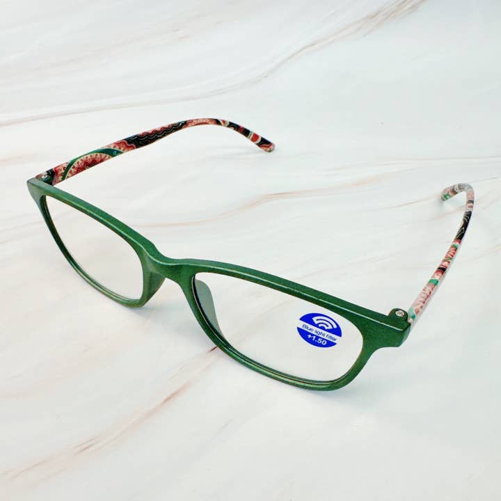 Ellison+Young - Wholesale Eyeglasses - Women's - Paisley In Color Blue Light Reading Glasses