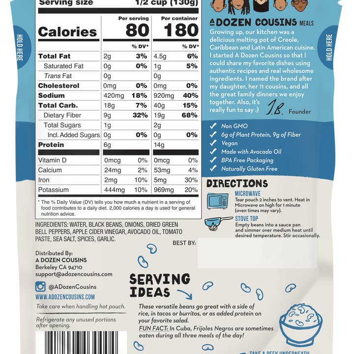 A Dozen Cousins - Wholesale Beans - 10 oz RTE Cuban Black Beans1