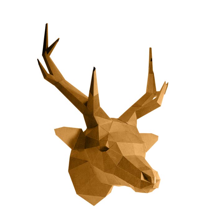 PAPERCRAFT WORLD - Wholesale DIY Craft Kit - Gold Deer Head PaperCraft Origami Wall Art