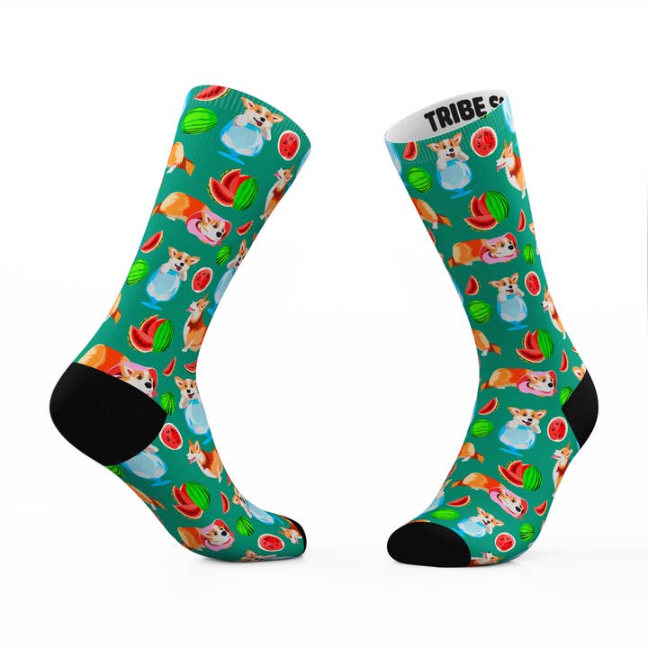 Corgi Melon Socks for wholesale by Tribe Socks