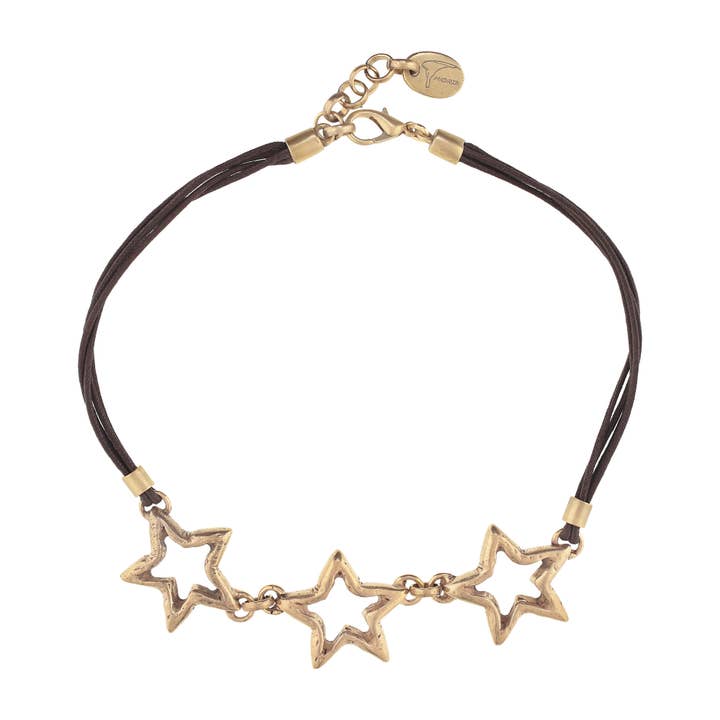 brun guld tredobbelt stjerne halskæde for engroshandel hos Gloria Mago