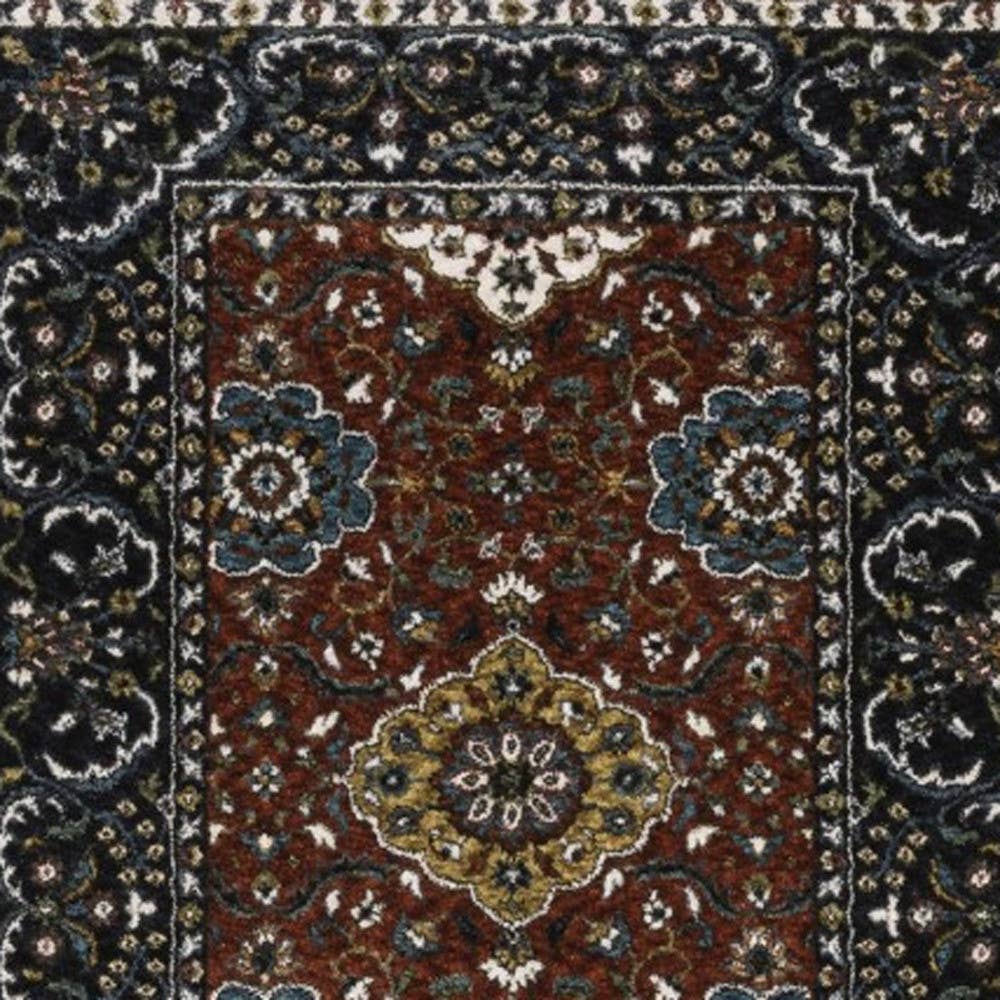 HomeRoots – Großhandel Teppichvorleger – 8' Roter Medaillon-Läuferteppich mit Fransen5