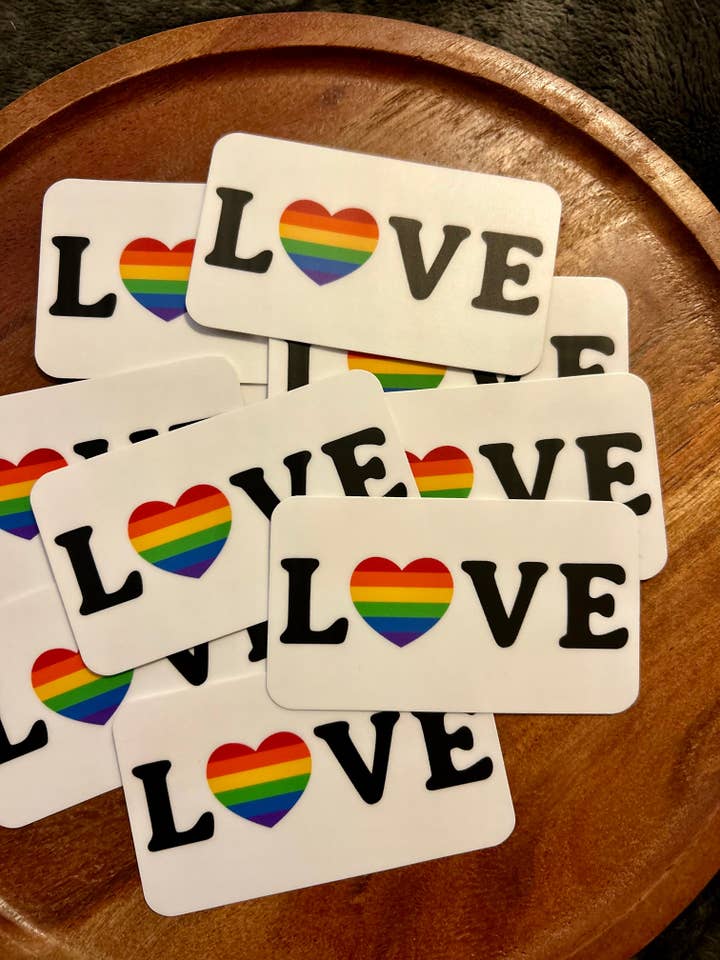 Pride Love sticker for wholesale by Axle Rose Co