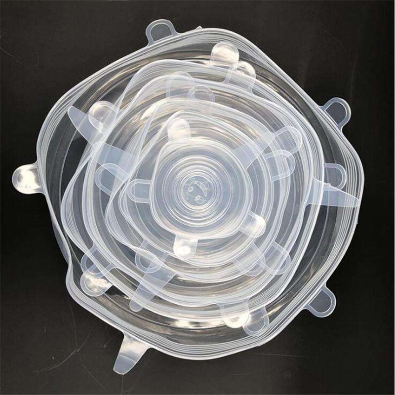 Farben mischen und anpassen Wiederverwendbare elastische Silikondeckel in Lebensmittelqualität, 6 Stück, Mindestbestellmenge 10 Stück für den Großhandel auf Faire17