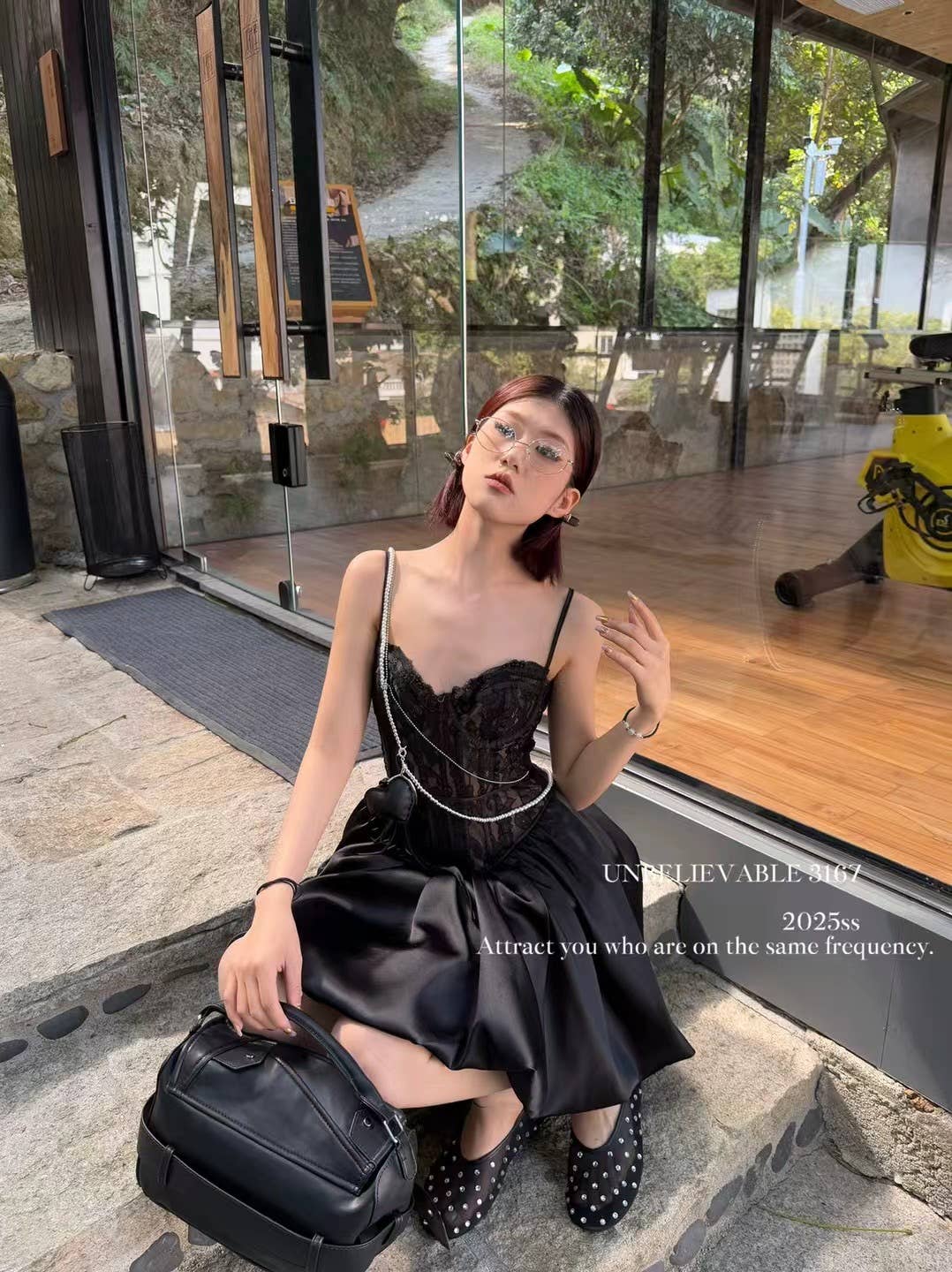 Chilli Girl Collection - Wholesale Dress - Women's - Camisole style corset bubble lace dress in black 6