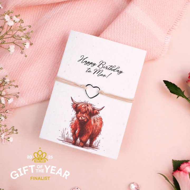 Letterbox Love Bracelets - Wholesale Charm/Dangle Bracelet - Happy Birthday to Moo Seeded Card & Bracelet