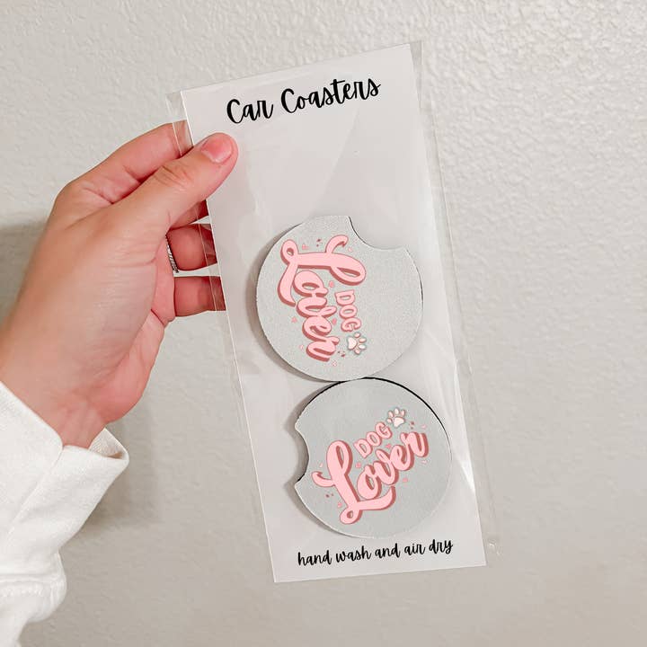 Ensemble de 2 sous-verres de voiture en néoprène | Dog Lover (9 options) pour la vente par Olivia + Rose