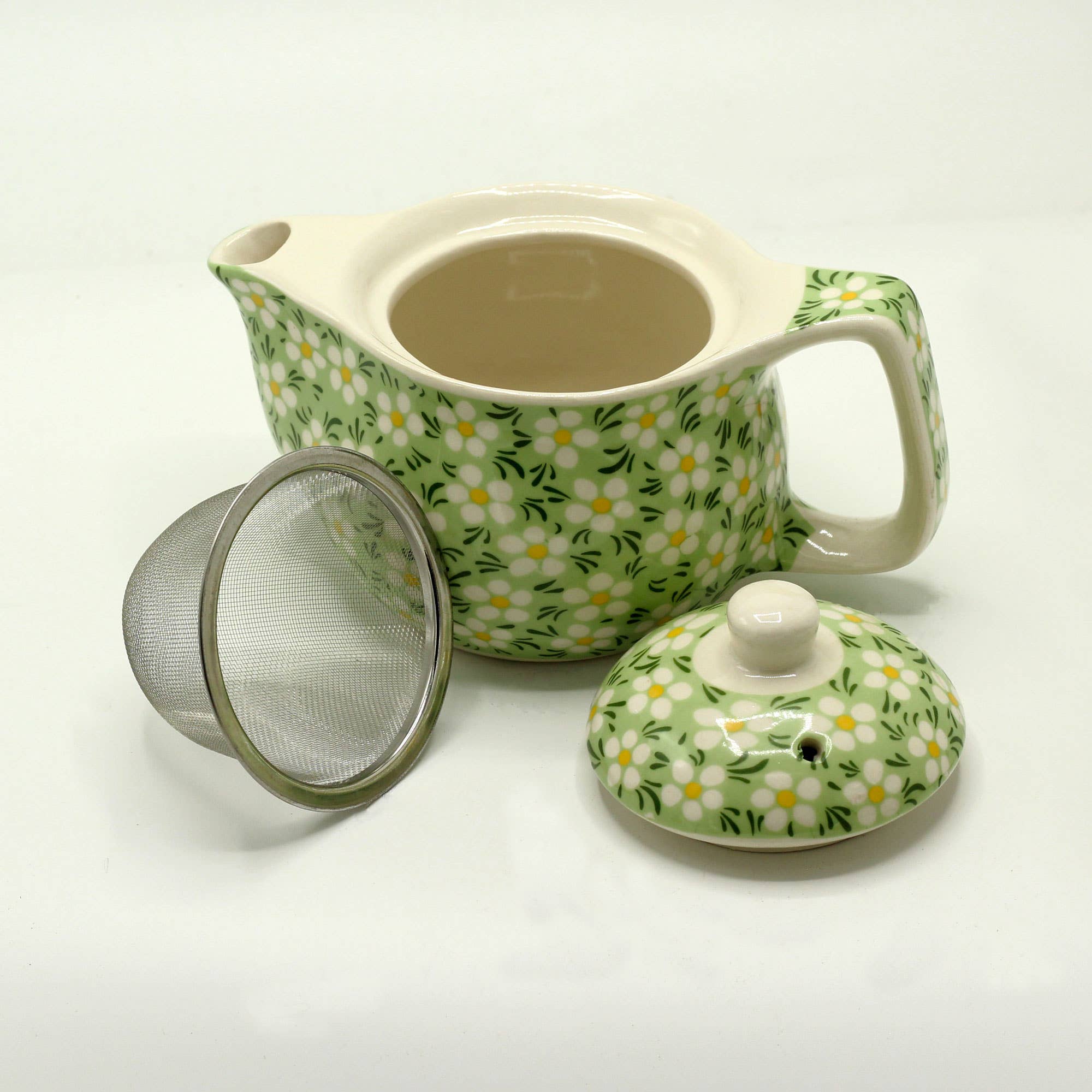 AW Artisan - Wholesale Tea Pot - Small teapot - Green daisy1