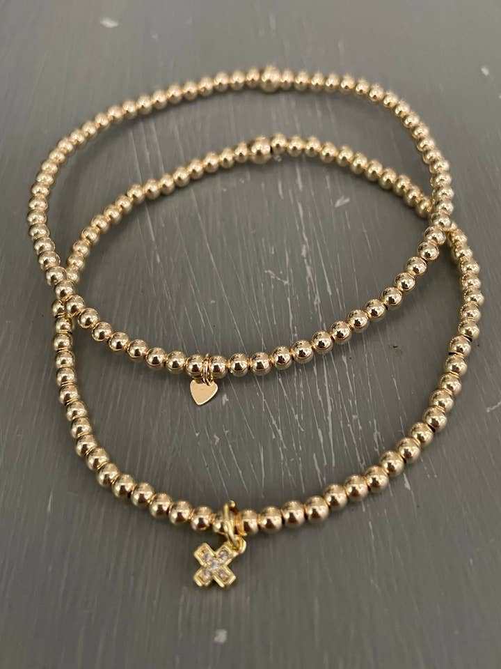 3mm bracelet with cross or heart charm for wholesale by MORGANandME Designs