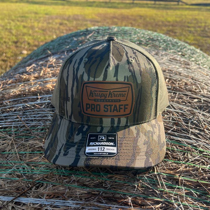 Three Rivers Hat Co. - Wholesale Trucker Hat - Unisex - Krispy Kreme Pro Staff - Camo Trucker Snapback - Richardson 112