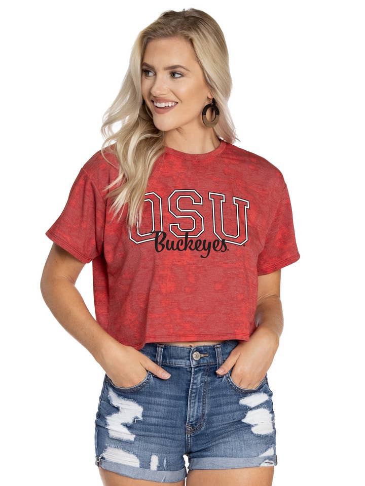 Ohio State Buckeyes Kimberly Crop Tee for wholesale by Flying Colors Apparel