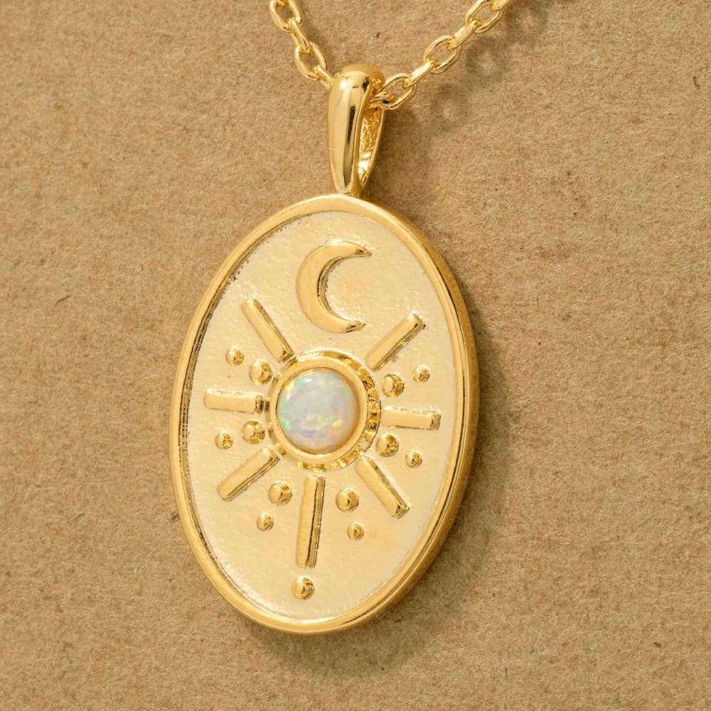 Fame Accessories - Wholesale Pendant/Charm Necklace - Oval Moon Disc Pendant Necklace2