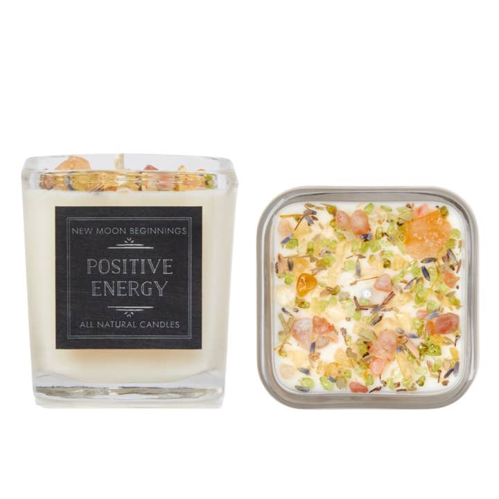 New Moon Beginnings - Wholesale Jar/Filled Candle - Positive Energy Candle - Soy Candles - Herb & Crystal Candle12
