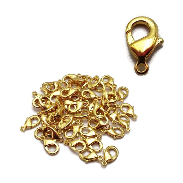 50pcs Gold Plated Lobster Claw Clasp Size 8x14mm Sold per Bag for wholesale by CRCBEADS