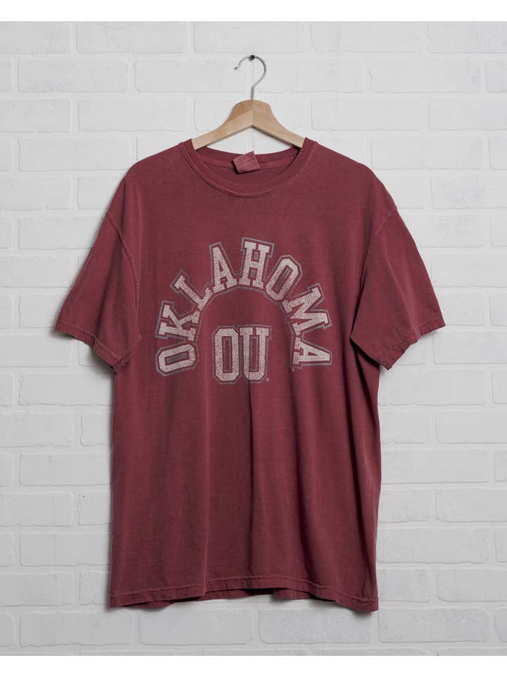 LivyLu - Wholesale Screen Printed T-Shirt - Unisex - OU Oklahoma Sooners Mega Arch Crimson Comfort Colors Tee