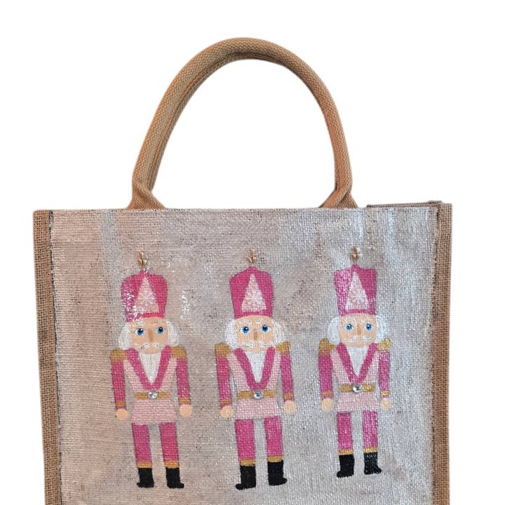 Dana's Uncommon Glass - Wholesale Tote Bag - Women's - Pink Nutcrackers on Off White Tote Bag1