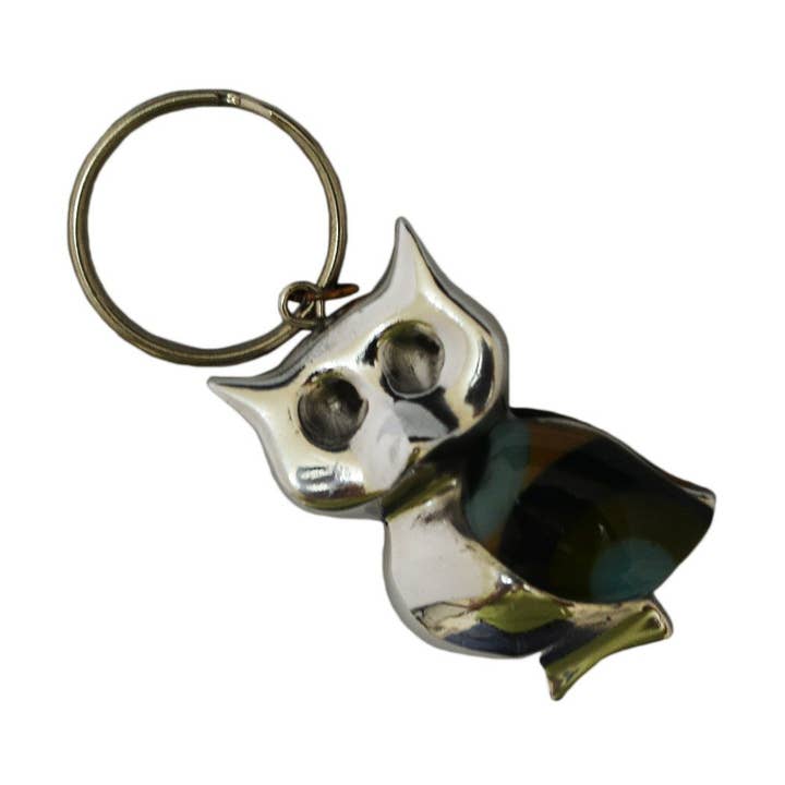 Handcrafted Gift - Venta al por mayor Llavero - Unisex - Llavero de búho hecho a mano en aluminio reciclado y resina0