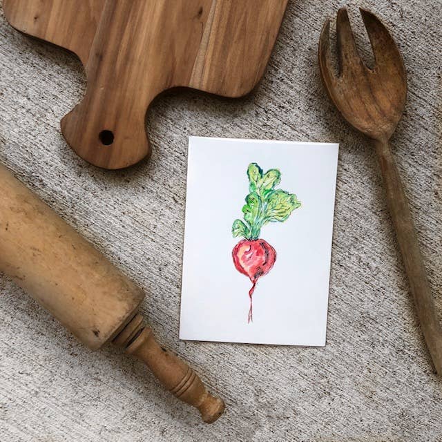 Radish watercolor paintings 5'x7' for wholesale by Cuddles and Creativity