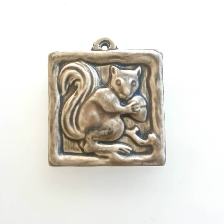 Devious Squirrel Ornament Michigan Gift Holiday Squirrels for wholesale by Whistling Frog Tile Inc.