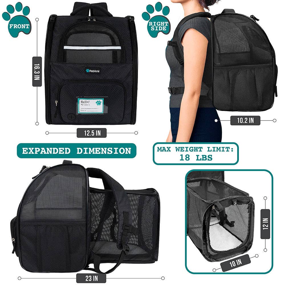 PetAmi - Vente Caisse de transport – chat et chien - Sac à dos de transport pour animaux de compagnie extensible à 3 voies1