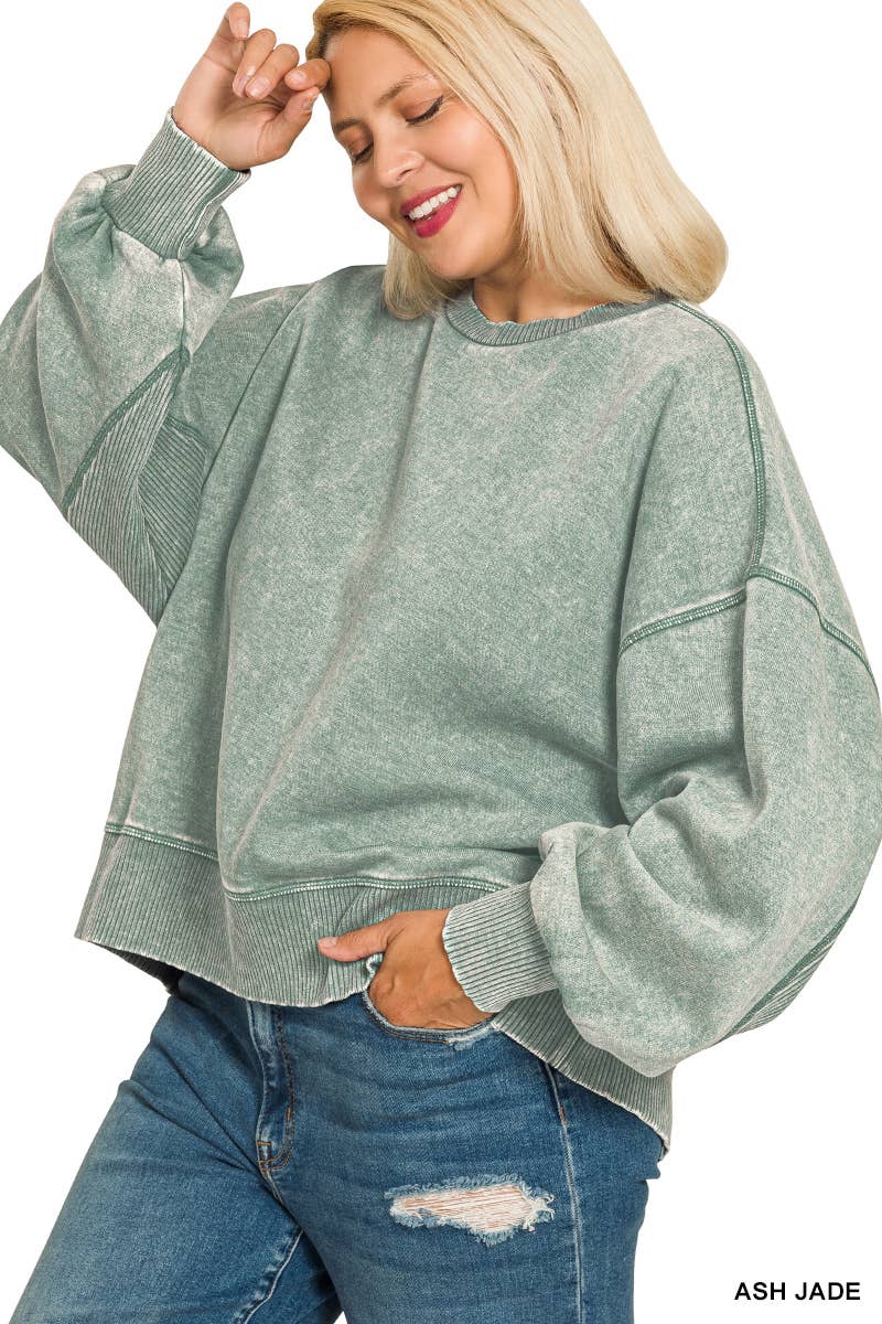 Vanilla Monkey - Vendita all'ingrosso Felpa - Donna - Pullover oversize Plus Acid Wash in pile1