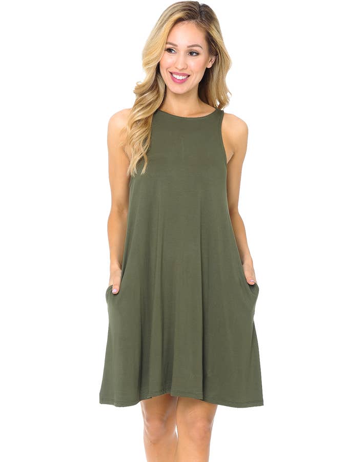 Burgundy Apparel - Wholesale Dress - Women's - TANK DRESS WITH POCKETS4