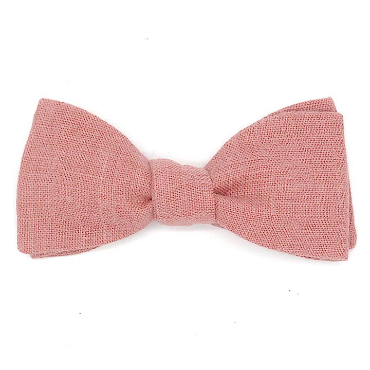 Old pink plain linen bow tie for wholesale by Le Coq en Pap'