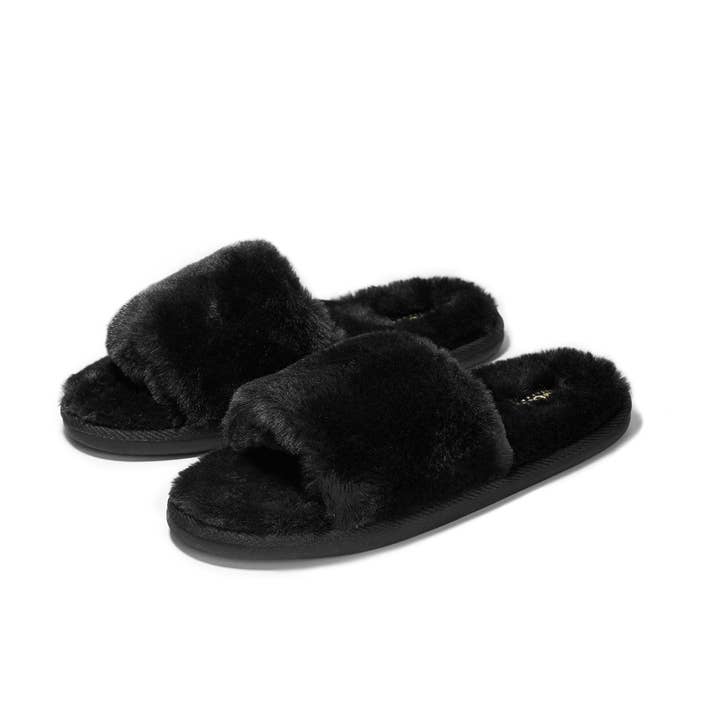 Open Toe Black Home Slipper for wholesale by Break&Walk