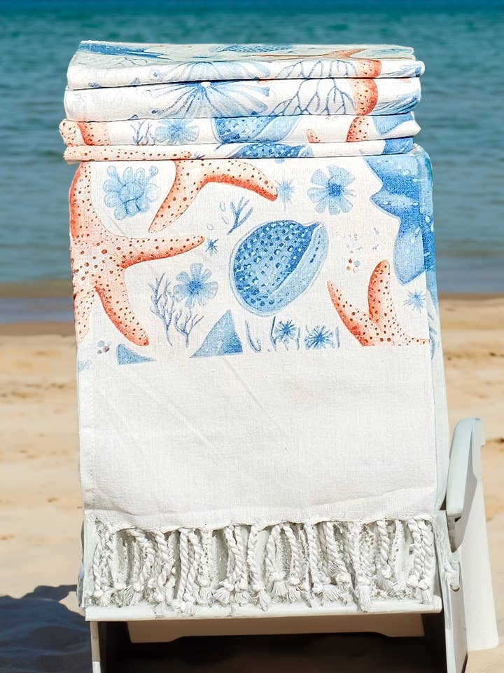 Premium Strandhåndklæder 100% Bomuld - Stjernefisk - Sæt med 2 for engroshandel hos Kucini Linens