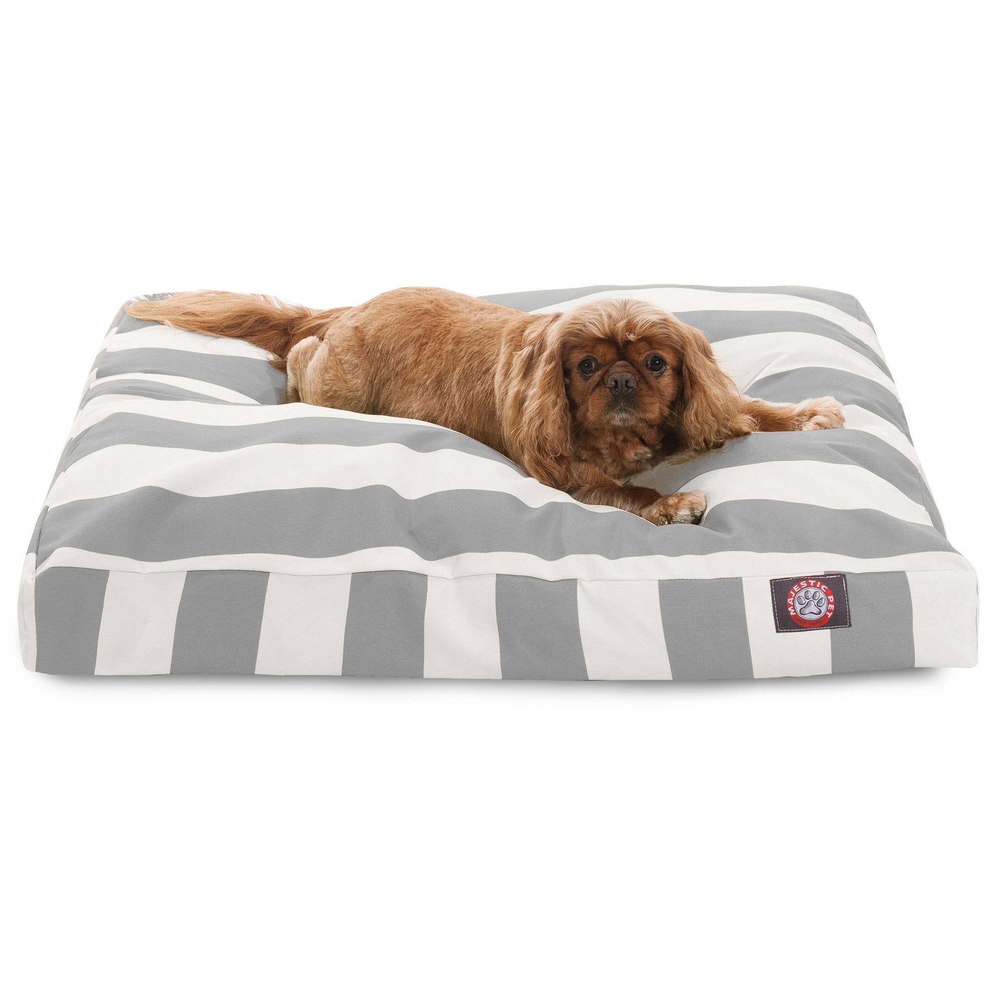 Majestic Pet Products - Vente Panier – chien - Panier rectangle pour chien en mousse à mémoire déchiquetée à rayures verticales3