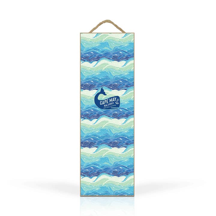 Customizable 5x15" Hanging Wood Plaque: Water Whale for wholesale by Matrix